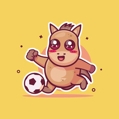cheerful horse animal character mascot playing football isolated cartoon