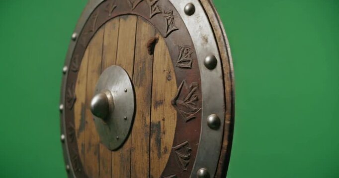 Viking Shield on Green Screen Background