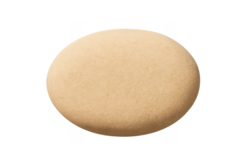 Smooth beige flat pebble stone on transparent background