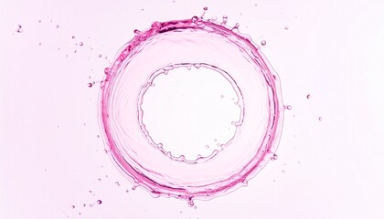 潤いや化粧水、美容液の美容系イメージ　ピンクの透明感ある水が丸くスプラッシュする美しい抽象的な背景