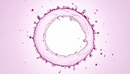 潤いや化粧水、美容液の美容系イメージ　ピンクの透明感ある水が丸くスプラッシュする美しい抽象的な背景
