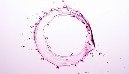 潤いや化粧水、美容液の美容系イメージ　ピンクの透明感ある水が丸くスプラッシュする美しい抽象的な背景