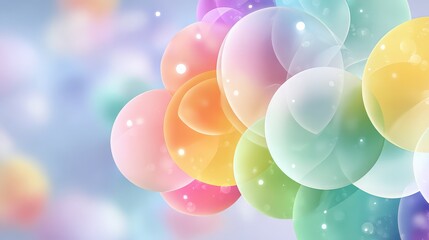 Abstract colorful bubbles with soft gradients and shimmering lights