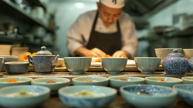 The Blur chef is responsible for making the restaurant's distinctive porcelain tea cups and serves customers straight from the kitchen counter.