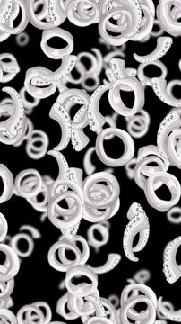 White Octopus Tentacles Falling in Endless Vertical Loop