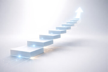 Obraz premium Illuminated Steps Leading Upward Towards Success and Growth