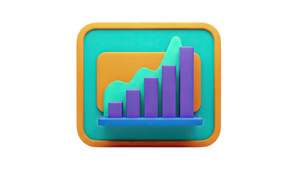 3D Bar Chart Icon with Growing Trend