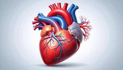 Detailed human heart anatomy illustration for medical and cardiovascular science