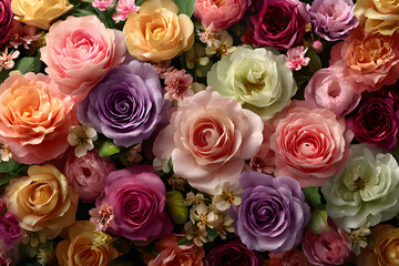 flowers wall background with amazing roses