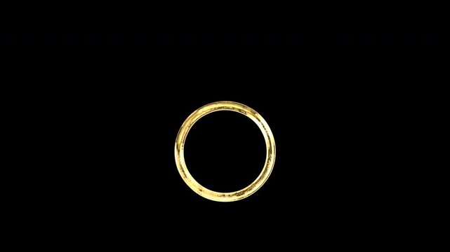 Gold circle symbol, light reflecting and patterns shifting, alpha channel
