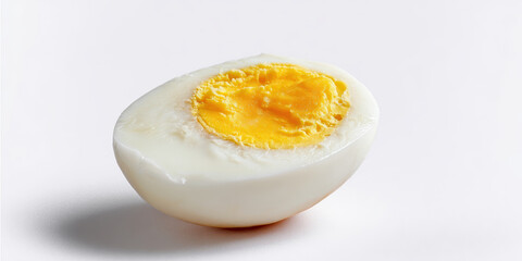 Boiled egg half yolk white protein breakfast snack nutrition clean minimal