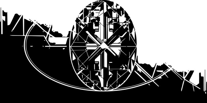 Elegant Blue and Gold Art Deco Oval Graphic Design with Intricate Geometric Patterns and Lines