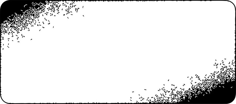 Rectangular gradient box with fine stippled dotwork texture, black and white minimalist graphic element