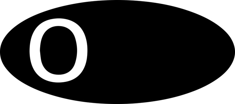 Modern letter O typography inside a black oval featuring a low-poly triangular geometric gradient