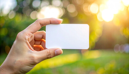 Blank White Card in Hand Mockup