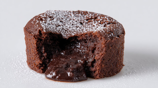 Molten chocolate cake dessert cocoa fudgy gooey souffle sweet baked pastry icing sugar