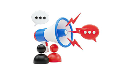 3D Megaphone Announcement with Speech Bubbles