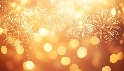 Fototapeta premium Holiday background for New Year with fireworks. Abstract colored firework background with free space for text. Collection of firework and light glow special effect. Happy new year. 