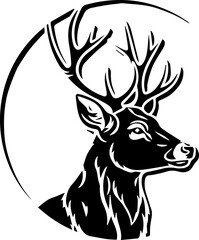 Fototapeta premium Majestic deer portrait with antlers, perfect for nature logos, rustic designs, or wildlife illustrations, originally a scalable vector graphic