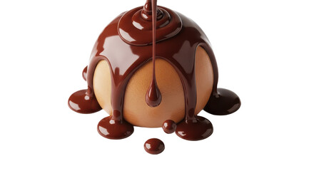 Chocolate covered doughnut with chocolate drizzle. isolated illustration transparent background