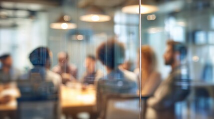 Obraz premium Blurred Business Meeting Through Glass