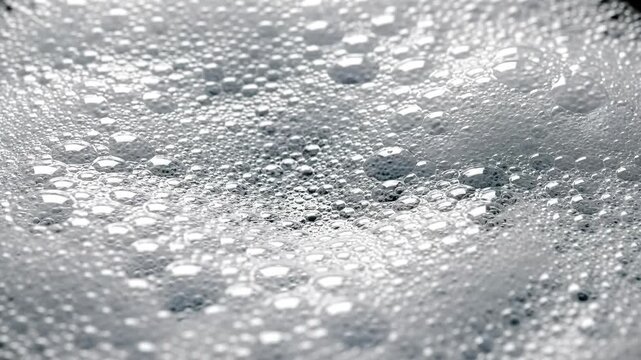 Close up of soapy water with many small bubbles.