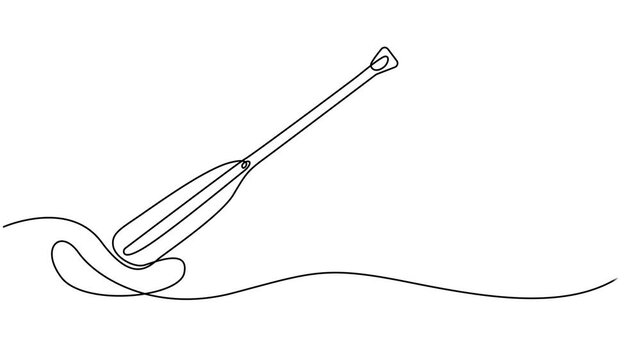 Video. Canoe paddle continuous one line drawing animation. Full length single line art 4k animation, Animated self drawing of continuous line draw canoe trails and rafting club with kayaking equipment