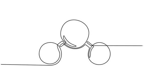 Carbon dioxide molecular model vector illustration continuous one line drawing animation, Molecule of Carbon dioxide. Molecular formula: CO2. Chemical model: Ball and Stick. Isolated Transparent