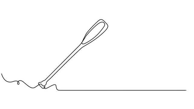 Video. Canoe paddle continuous one line drawing animation. Full length single line art 4k animation, Animated self drawing of continuous line draw canoe trails and rafting club with kayaking equipment