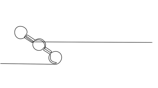 Carbon dioxide molecular model vector illustration continuous one line drawing animation, Molecule of Carbon dioxide. Molecular formula: CO2. Chemical model: Ball and Stick. Isolated Transparent