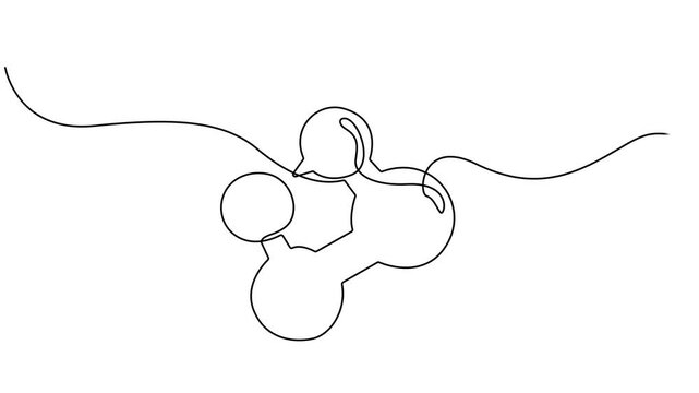 Carbon dioxide molecular model vector illustration continuous one line drawing animation, Molecule of Carbon dioxide. Molecular formula: CO2. Chemical model: Ball and Stick. Isolated Transparent
