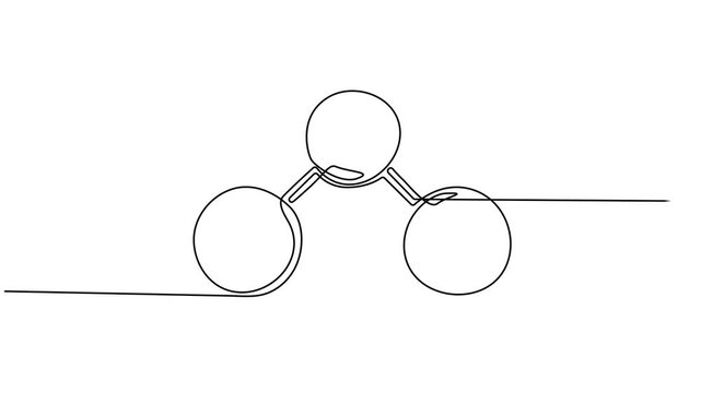 Carbon dioxide molecular model vector illustration continuous one line drawing animation, Molecule of Carbon dioxide. Molecular formula: CO2. Chemical model: Ball and Stick. Isolated Transparent