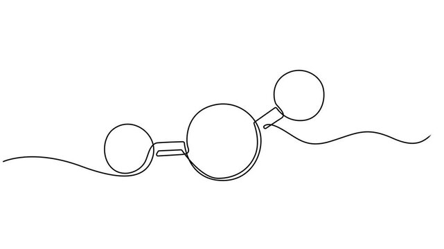 Carbon dioxide molecular model vector illustration continuous one line drawing animation, Molecule of Carbon dioxide. Molecular formula: CO2. Chemical model: Ball and Stick. Isolated Transparent