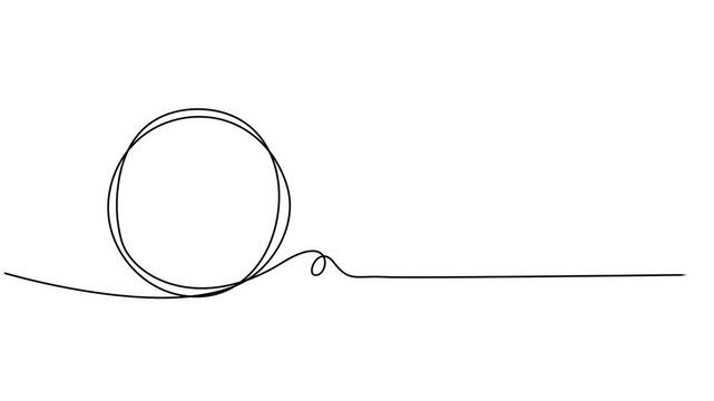 Animation of a single line drawing of a round frame. Continuous contour movement of a round frame. Continuous video with one line, circle line shape animation continuous one line drawing, Single