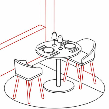Modern dining setup with two chairs