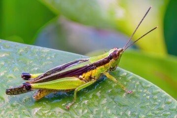 Katydid (Conocephalus maculatus), Kinabatangan River, Sabah, Borneo, Malaysia