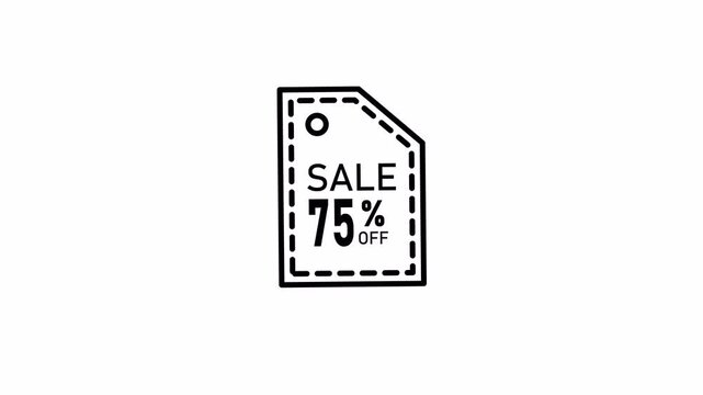 Sale 75 Percent Off Price Tag Line Art Animation Icon