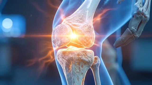 Animated Knee Joint Showing Pain and Inflammation.
