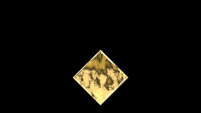 Gold filled diamond symbol, light reflecting and patterns shifting, alpha channel