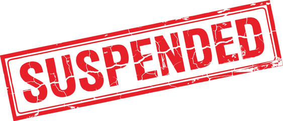 Suspended Red Rubber Stamp Vektor Isolated on White Background