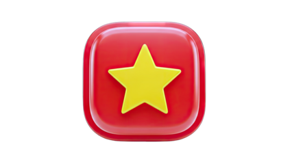 3D Red and Yellow Star Icon on transparent background
