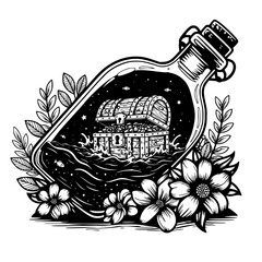 wine bottle and grape