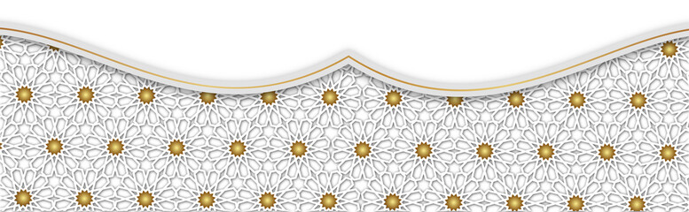 Delicate Lace with Gold Accents on White Background