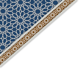 Geometric Arabesque Tile: Blue, Brown, & White Pattern