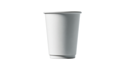 A minimalist white disposable paper cup with a subtle textured surface, ideal for showcasing various drink products and brand logos in contemporary packaging mockups and presentations.