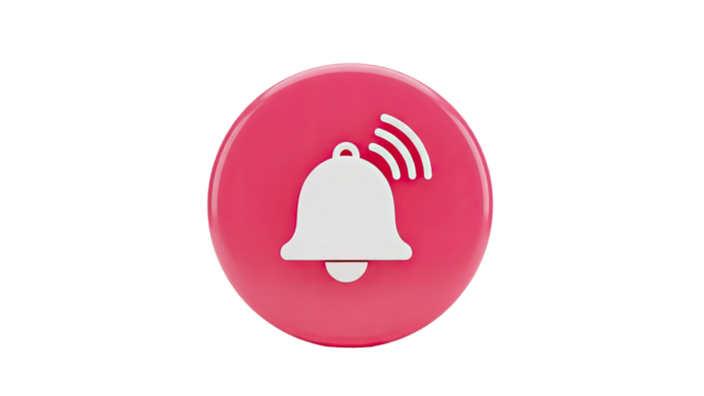 Bell notification icon 3d render on transparent background - Powered by Adobe
