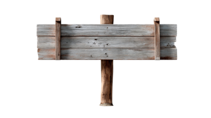 An aged rustic weathered wooden blank signpost on a sturdy pole provides an empty surface for customizable messages, ideal for outdoor navigation, country decor, or event signage