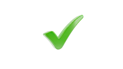 3D Green Check Mark Icon on transparent background