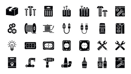 Fototapeta premium A comprehensive collection of hardware, tools, electrical components, and plumbing supplies useful for home improvement projects and professional construction work.