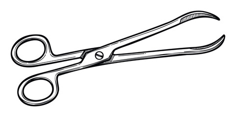 Surgical clamp instrument for medical procedures and hospital supplies, useful for healthcare related presentations, educational materials, and professional designs